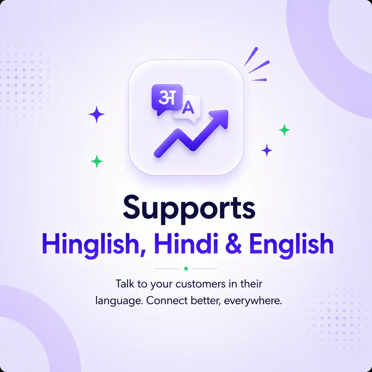 Supports Hinglish, Hindi and English